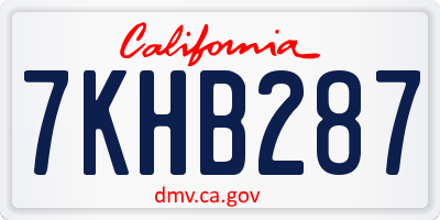 CA license plate 7KHB287