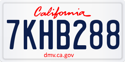 CA license plate 7KHB288