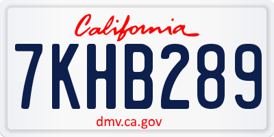 CA license plate 7KHB289