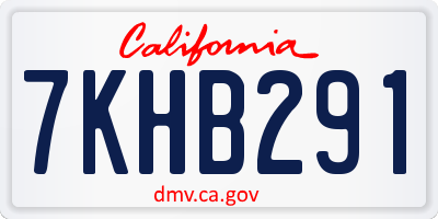CA license plate 7KHB291