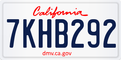 CA license plate 7KHB292