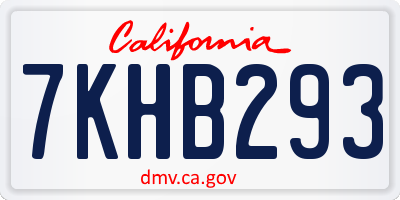 CA license plate 7KHB293