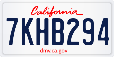 CA license plate 7KHB294
