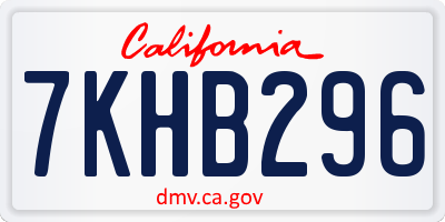 CA license plate 7KHB296