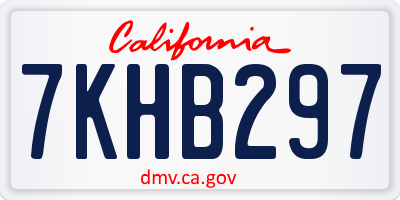 CA license plate 7KHB297