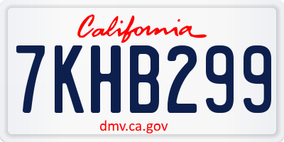 CA license plate 7KHB299