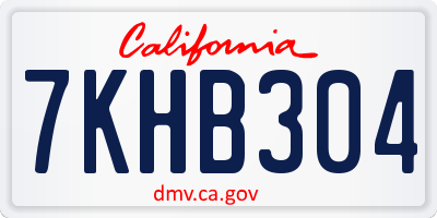 CA license plate 7KHB304