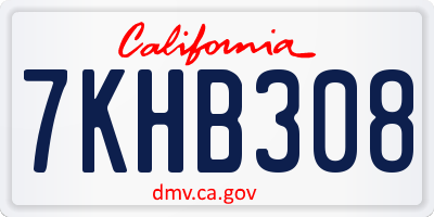 CA license plate 7KHB308