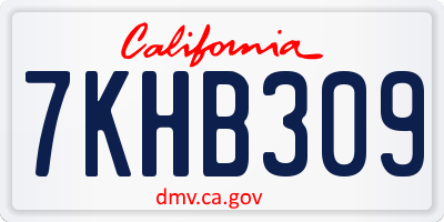 CA license plate 7KHB309