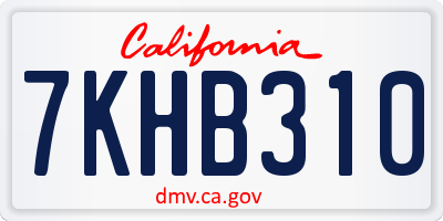 CA license plate 7KHB310