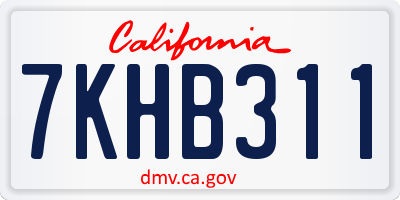 CA license plate 7KHB311