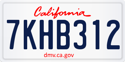 CA license plate 7KHB312