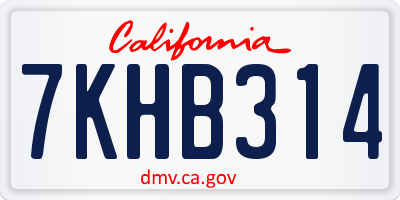 CA license plate 7KHB314