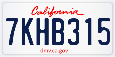 CA license plate 7KHB315