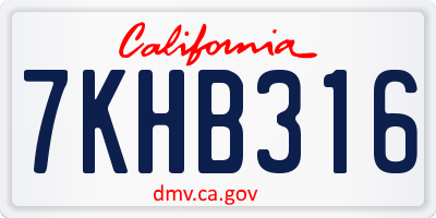 CA license plate 7KHB316