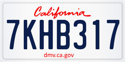 CA license plate 7KHB317