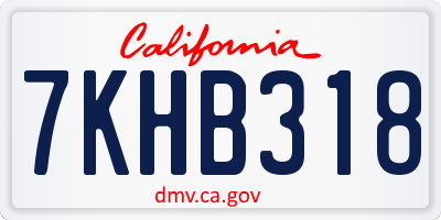 CA license plate 7KHB318