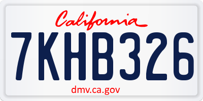 CA license plate 7KHB326