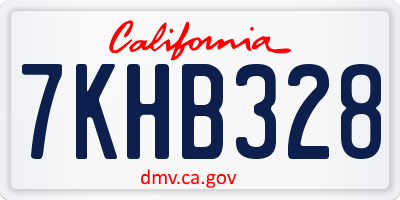 CA license plate 7KHB328