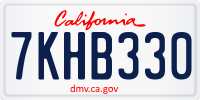 CA license plate 7KHB330