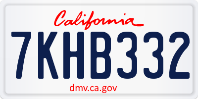 CA license plate 7KHB332