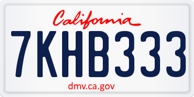 CA license plate 7KHB333