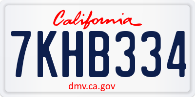 CA license plate 7KHB334