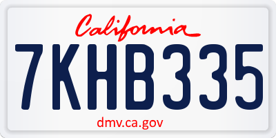 CA license plate 7KHB335