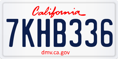 CA license plate 7KHB336