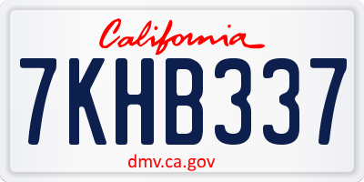 CA license plate 7KHB337