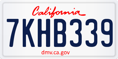 CA license plate 7KHB339