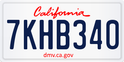 CA license plate 7KHB340