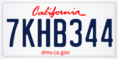 CA license plate 7KHB344