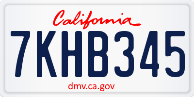 CA license plate 7KHB345