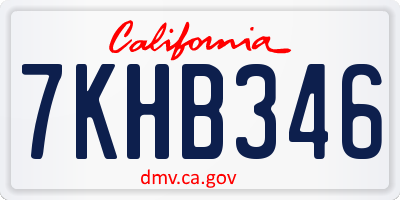 CA license plate 7KHB346