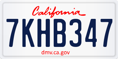 CA license plate 7KHB347