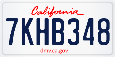 CA license plate 7KHB348