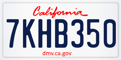 CA license plate 7KHB350