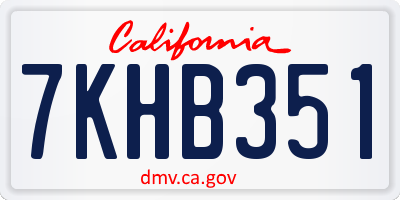 CA license plate 7KHB351