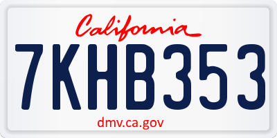 CA license plate 7KHB353