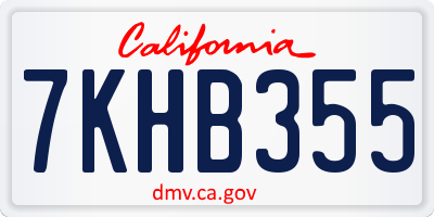CA license plate 7KHB355