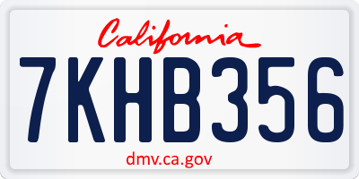 CA license plate 7KHB356