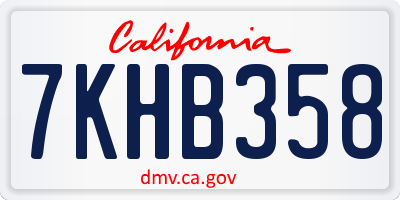 CA license plate 7KHB358