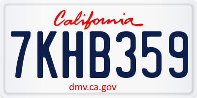 CA license plate 7KHB359