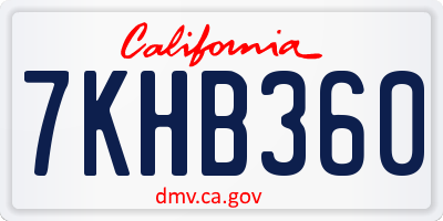 CA license plate 7KHB360