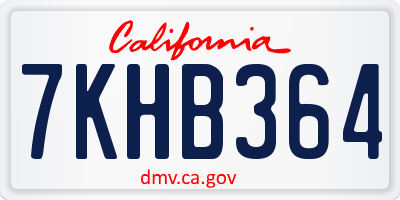 CA license plate 7KHB364