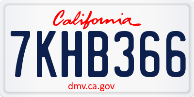 CA license plate 7KHB366