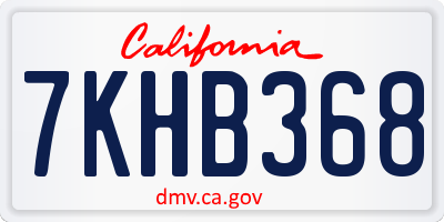 CA license plate 7KHB368