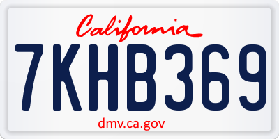 CA license plate 7KHB369