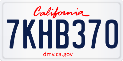 CA license plate 7KHB370